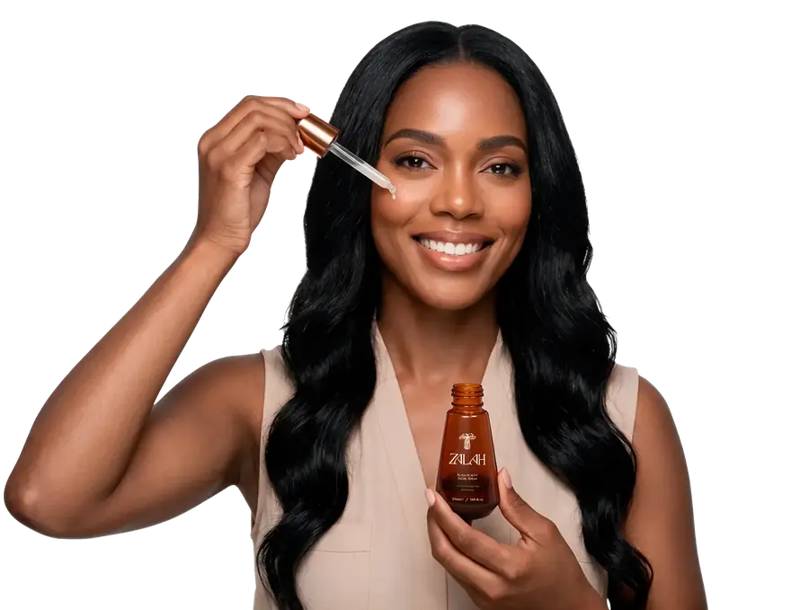 Woman applying serum